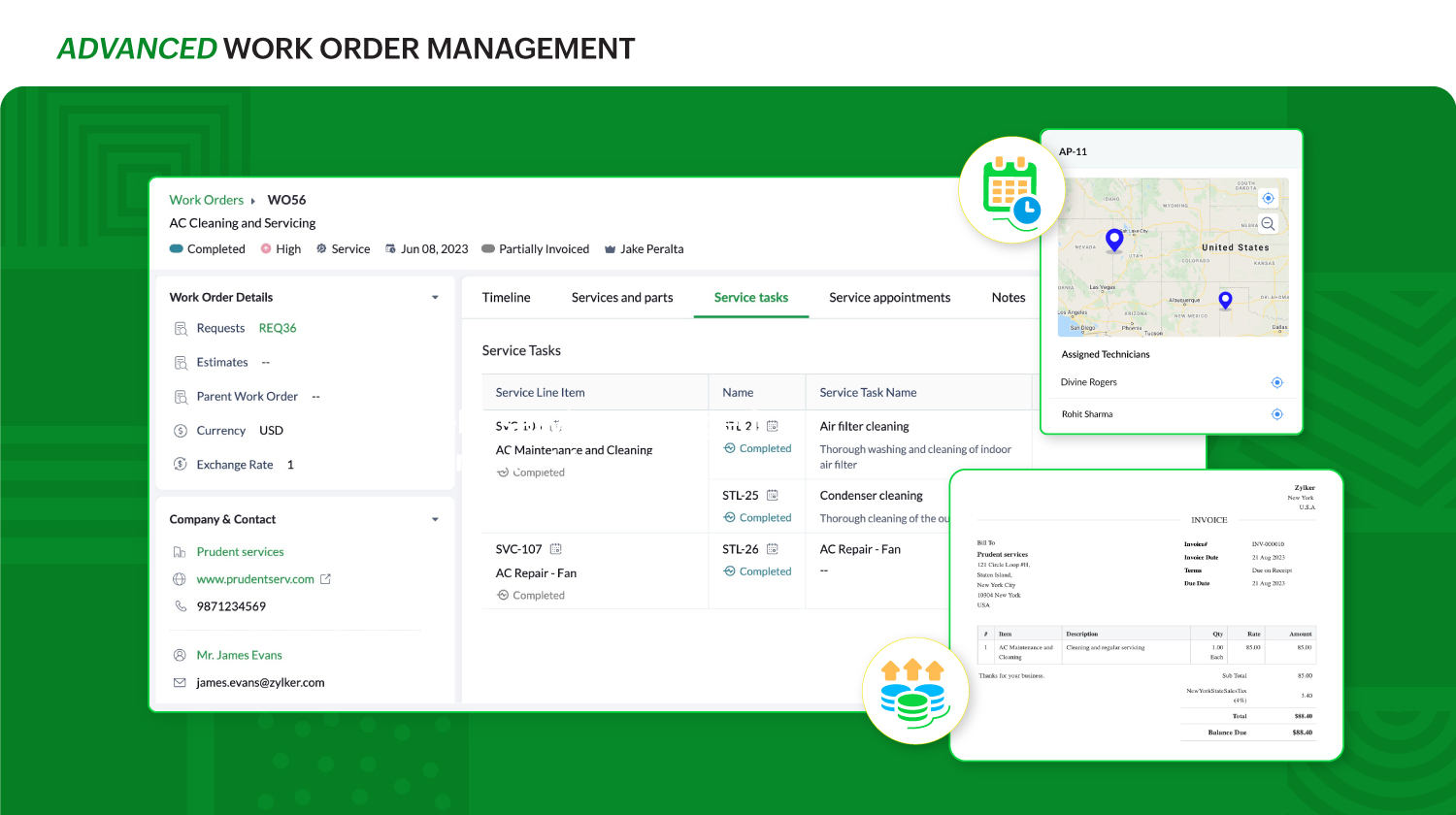 screenshot of Zoho FSM